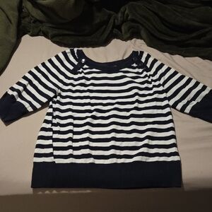 Lane Bryant Womens Navy and White Striped Sweater